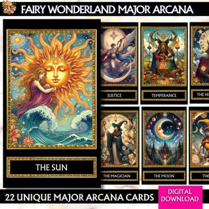 Printable Fairy Major Arcana Cards Deck Digital Tarot Cards Deck Pdf Tarot Card Unique Oracle Card Deck Printable Fairrytale Cards occult