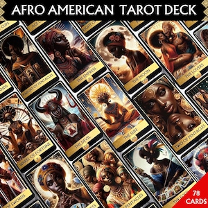 Baralho de Tarô Afro-Americano Baralho de Tarô Afro-Americano 78 Cartas de Tarô Impressionantes Baralho de Tarô Preto Colecionáveis de Tarô Presentes espirituais para bruxas