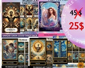 Digital Tarot Deck Mega Bundle, 5 in 1 Tarot Deck Bundle, Printable tarot deck, tarot beginner, tarot prints, Digital tarot set, oracle deck