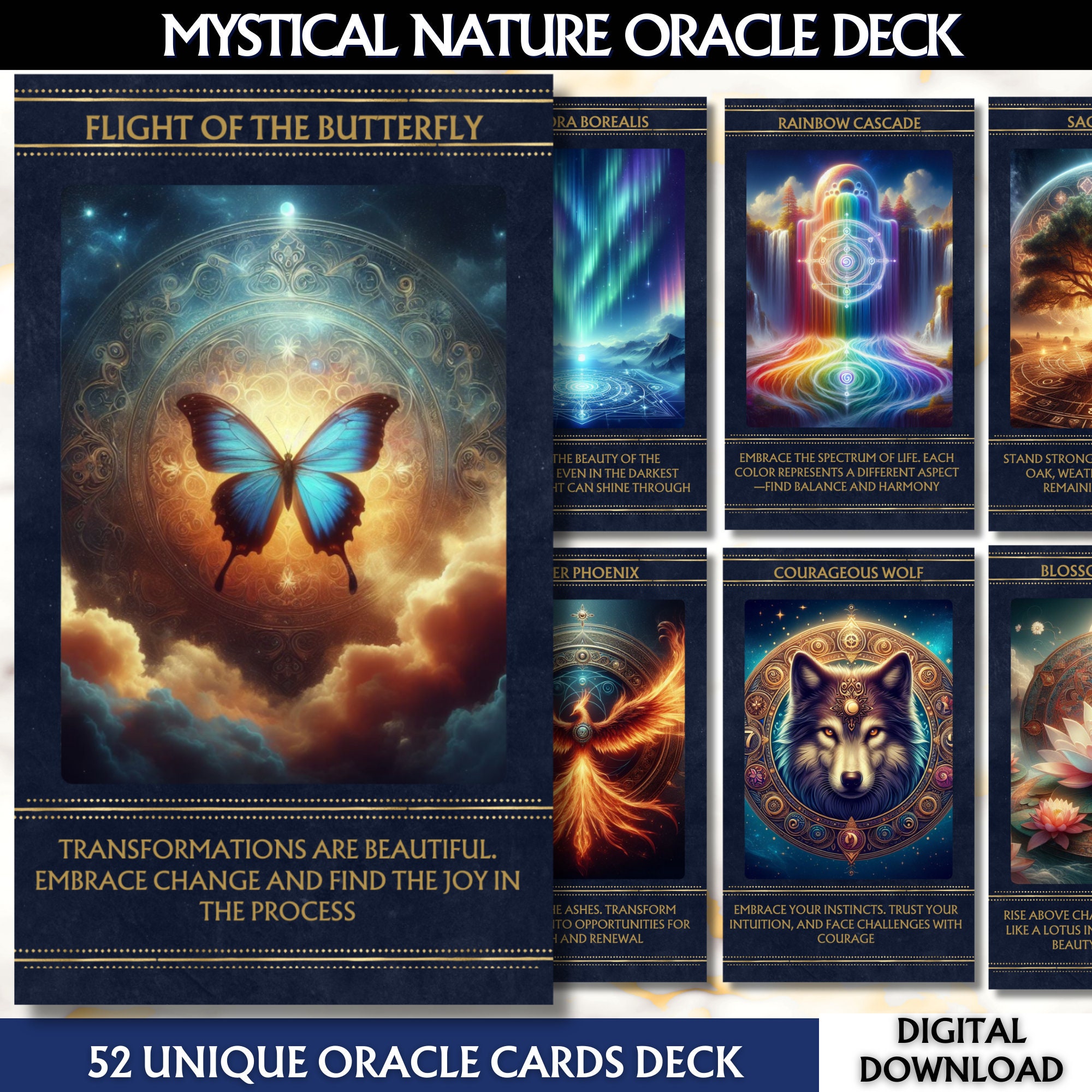 Mystical Nature Oracle Digital Deck Of 52 Nature-Inspired Cards.
