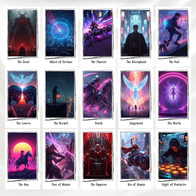 Cyberpunk Tarot Deck Digital Tarot Cards Printable Oracle Deck - Etsy ...