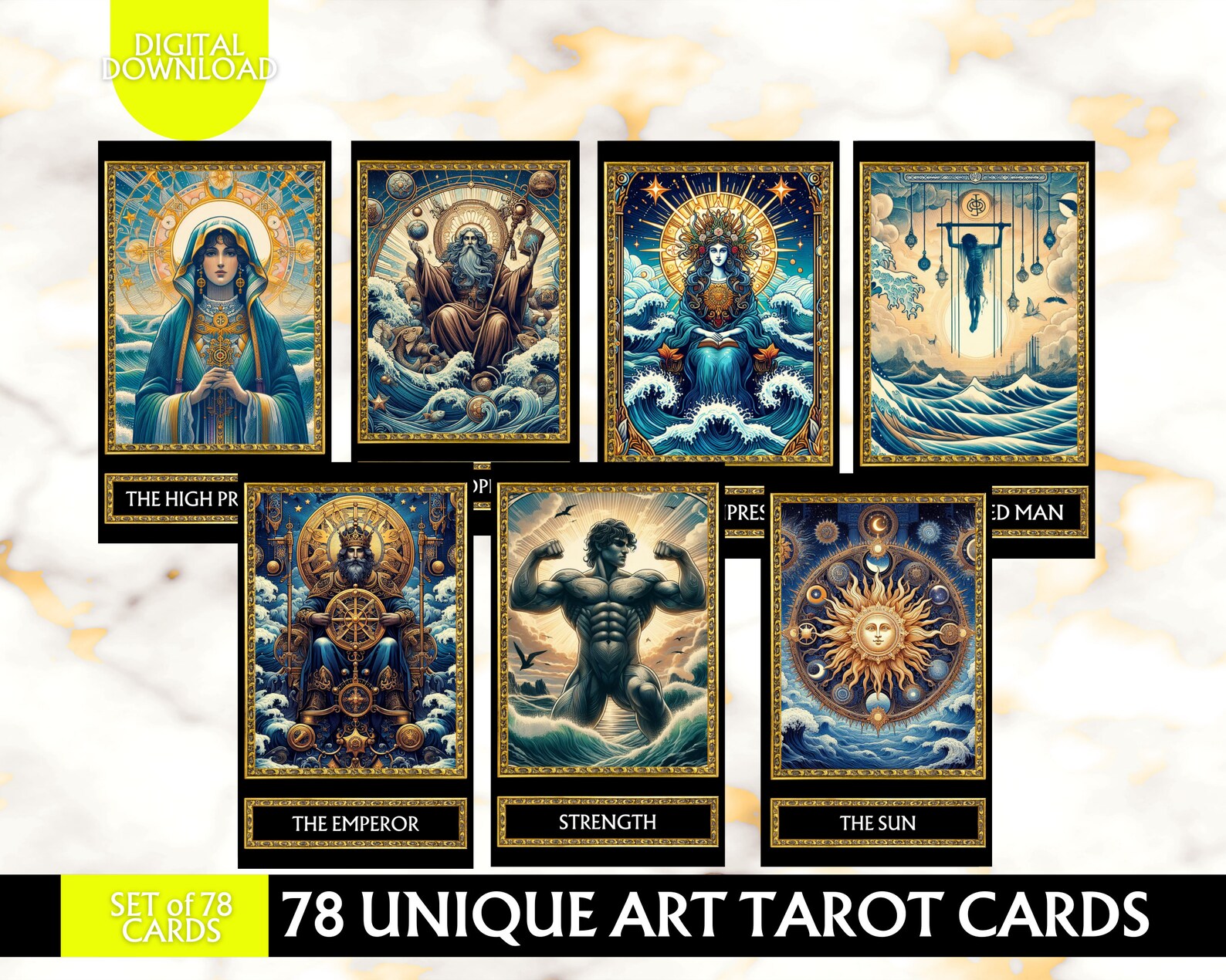 78 Printable Ocean Wave Tarot Cards Deck Digital Tarot Cards Deck Pdf ...