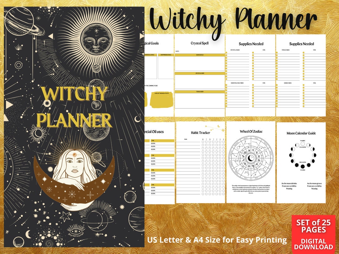 Printable Witchy Planner Moon and Astrology Planner Wheel of - Etsy