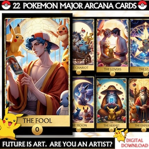 Cartoon 22 Major Arcana Tarotkarten, druckbares Tarotkartenspiel Digitales Anime-Tarotkartenkartenspiel Einzigartiges Tarotkartenanfänger, benutzerdefinierter Tarotliebhaber