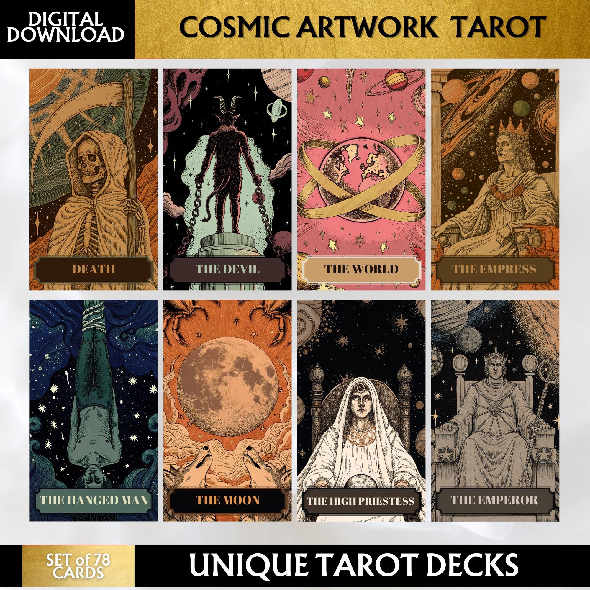 Digital Tarot Cards Cosmic Tarot Deck 78 Card Digital Tarot Deck ...