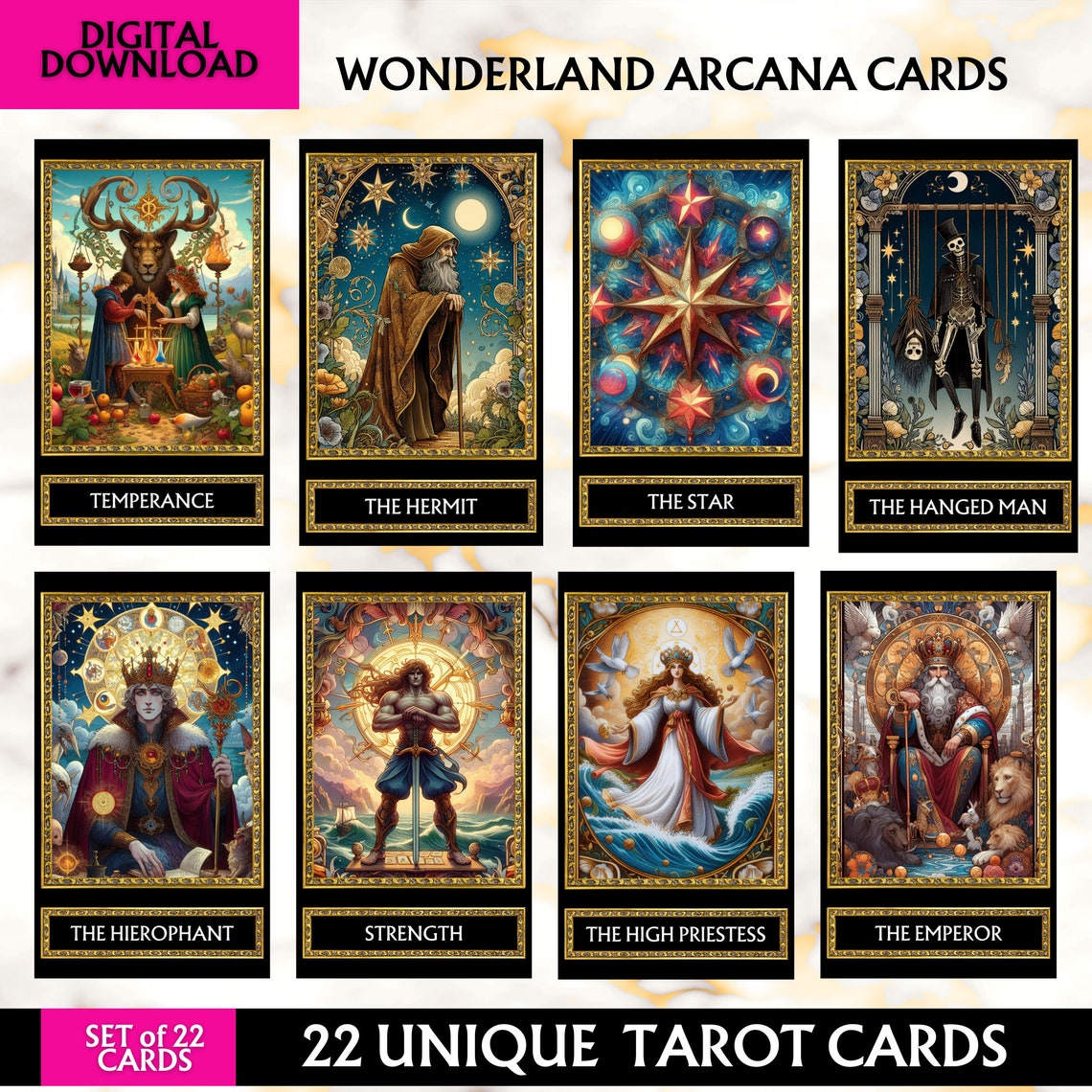 Printable Fairy Major Arcana Cards Deck Digital Tarot Cards Deck Pdf ...