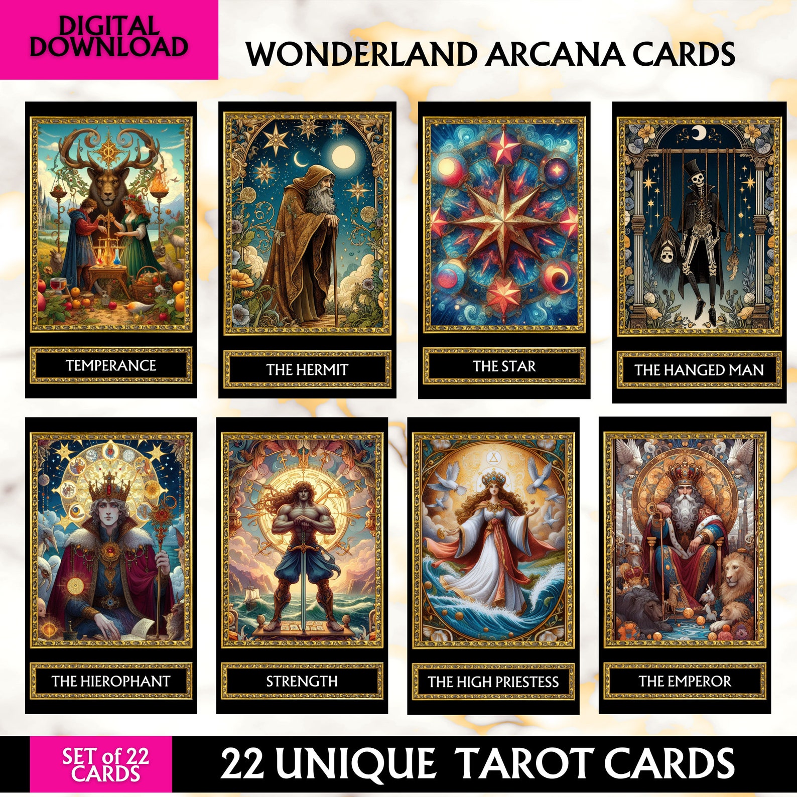 Printable Fairy Major Arcana Cards Deck Digital Tarot Cards Deck Pdf ...
