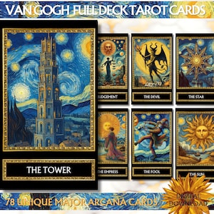 Van Gogh Art Design 78 Mazzo di carte dei tarocchi stampabili Mazzo di carte dei tarocchi completi Mazzo di carte dell'oracolo unico Stampabile Download digitale Set di carte dei tarocchi PNG
