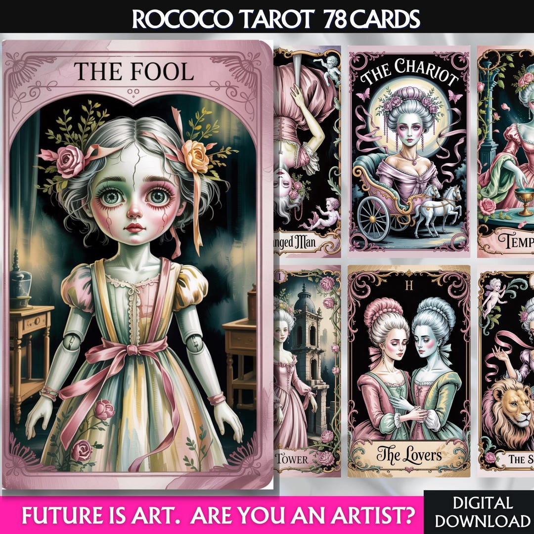 Blank Rococo Card Haunted Rococo Tarot Deck Digital Tarot Cards Printable Oracle - Etsy