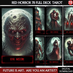 Digital Tarot Deck Horror Tarot Cards Deck Printable FullDeck Tarot Cards Deck Unique Oracle Card Deck Printable Digital Download Tarot Card