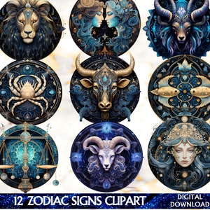 Sternzeichen Symbole Clipart, 12 Sternzeichen Karten Png, Sternzeichen Clipart, Sternzeichen für POD, Sternzeichen Vektor-Datei, Sternzeichen Digitale Datei, Horoskop png