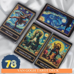 Jeu de 78 cartes de tarot Van Gogh Art Design Jeu de cartes de tarot complet Jeu de cartes Oracle unique Jeu de tarots Van Gogh Cadeaux de Noël pour les amateurs de tarot