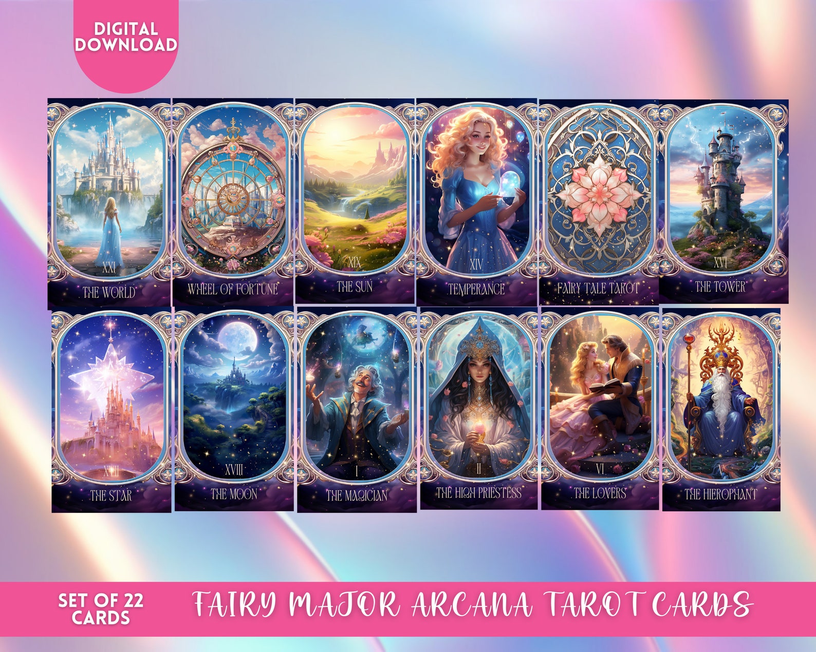 Printable Fairy Major Arcana Tarot Cards Deck Digital Tarot Cards Deck ...