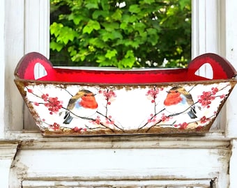 Robin Planter, Window Box Planters, Wooden Planter, Robin Plant Pot, Robin Gifts, Gift for Her, Outdoor Planter, Garden Decor, Robins Appear