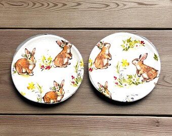 Ceramic Coasters. Bunny Coasters, Bunny Decor, Bunny Gifts, Round Coasters, Set of Coasters, Rabbit Coasters, Rabbit Decor, Rabbit Gifts