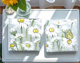Tusenskönaunderlägg, Skifferunderlägg, Dryckesunderlägg, Underläggsset, Tusenskönadekor, Tusenskönapresenter, Present till mamma, Unika underlägg, Blomsterunderlägg, Present