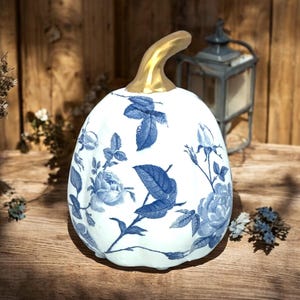 Ceramic Pumpkin, Blue & White Pumpkins, Pumpkin Ornament, Pumpkin Decoration, Pumpkin Gift, Fall Decor, Fall Home Decor, Chinoiserie Pumpkin