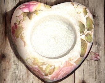 Portavelas floral, portavelas, decoración de rosas, bonita decoración del hogar, regalo para mamá