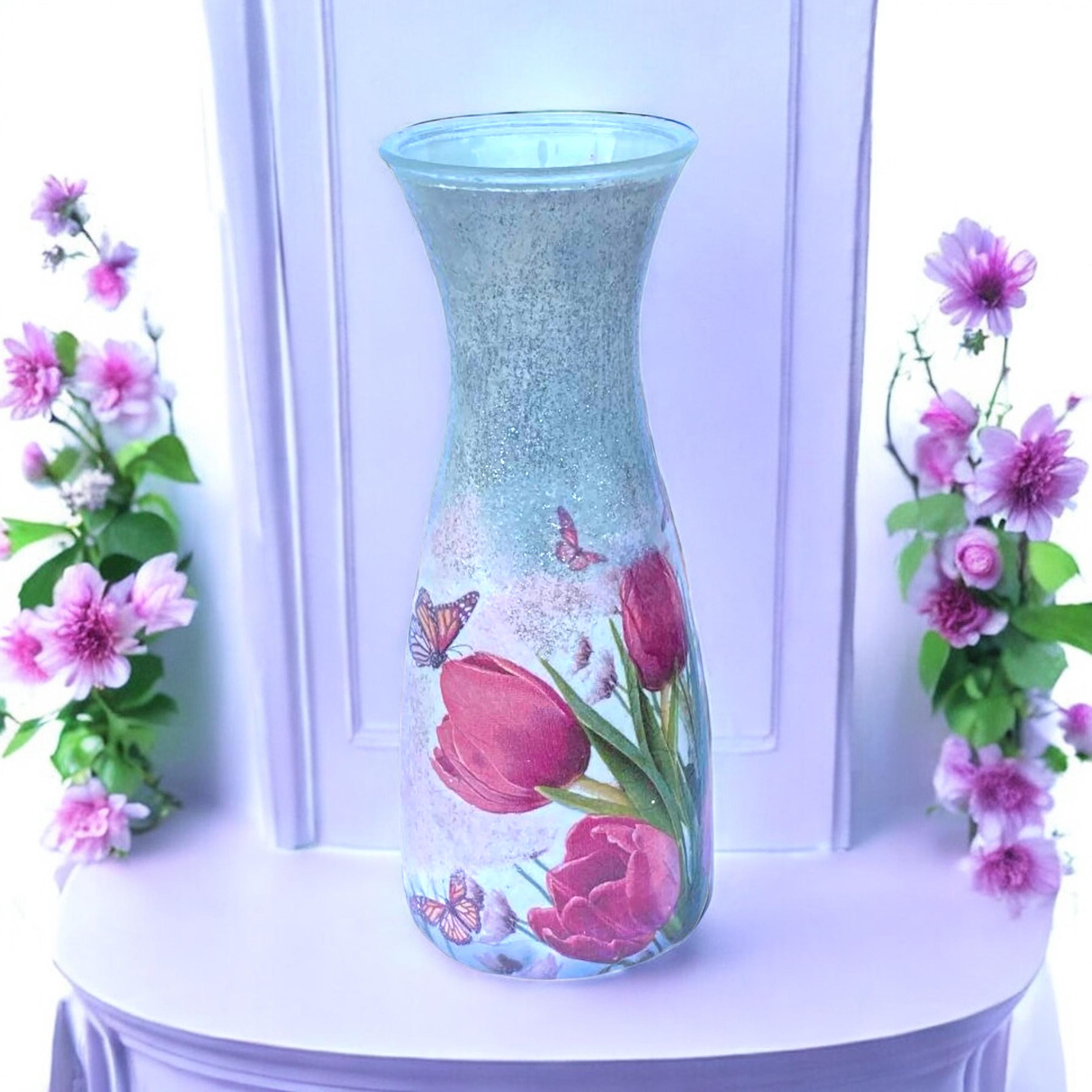 Vaso alto, vaso a tulipano, vaso per fiori, vasi graziosi, vaso sfumato, vasi unici, vaso per la mamma, regalo per la mamma, regalo per lei, decorazio