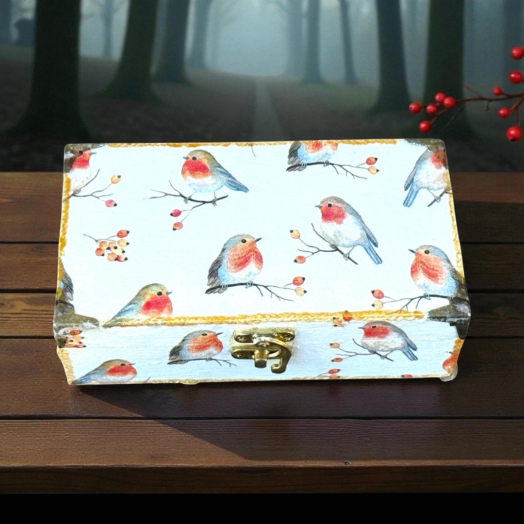 Wooden Jewellery Box, Robin Jewellery Box, Robin Trinket Box, Small ...