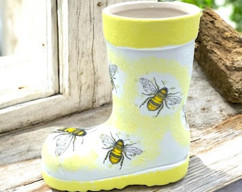 Maceta Wellington, Maceta con forma de abeja, Macetas Wellie, Macetas para suculentas, Macetas de interior, Macetas y jardineras, Regalos de abejas, Regalo para mamá, Macetas