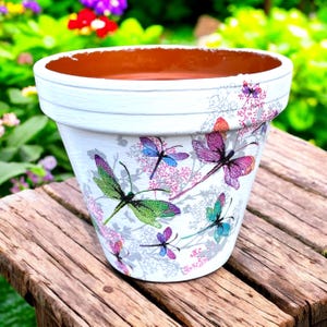 Dragonfly Plant Pot, Terracotta Plant Pot, Dragonfly Gifts, Plant Pot, Plant Pot & Saucer, Unique Plant Pot, Dragonfly Planter, Garden Decor