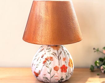 Autumn Floral Pumpkin Tea Light Holder, Handmade Ceramic Candle Holder