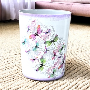 Decorative Bin, Dragonfly Decor, Colourful Bin, Waste paper Bin, Waste Paper Baskets, Bedroom Bin, Unique Bin, Mothers Day Gift, Home Decor