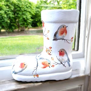 Wellington Boot Planter, Wellie Planter, Robin Planter, Robin Plant Pot, Mini Plant Pot, Succulent Planter, Robin Gift, Indoor Planter, Gift