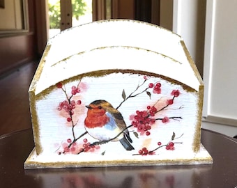 Letter Rack, Letter Holder, Wooden Letter Rack, Robin Home Decor, Mail Organiser, Robin Gifts, Unique Wedding Present, Gift for Mum, Robins