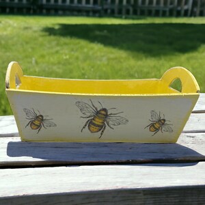 Hölzerne Biene Fensterkasten Pflanzgefäß - Outdoor Blumenanzeige, Kräutergarten, Bienenliebhaber Geschenk, Fensterbankdekor, Benutzerdefinierte Farben und Glanz-Finish
