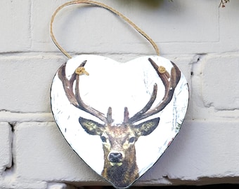 Corazón de pizarra, decoración de ciervo, placa de ciervo, regalos de ciervo, decoración de pared, placa colgante de ciervo, arte de ciervo, decoración del hogar, decoración única del hogar, regalos de Navidad
