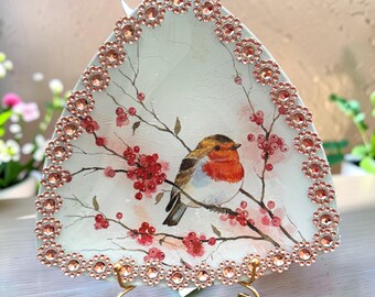 Robin Trinket Dish, Bird Lover Gift, Handmade Decorative Plate, Jewellery Holder, Home Decor