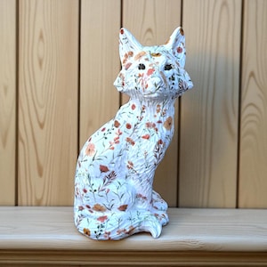 Adorno de zorro, zorro de cerámica, adorno de zorro de cerámica, zorro floral, zorro otoñal, decoración de zorro, decoración de zorro, regalos de zorro, regalo para mamá, zorro de jardín