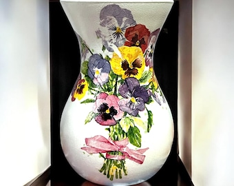 Pansy Vase, Vase for Flowers, Pretty Vase, Unique Vases, Pansy Gifts, Gift for Mum, Anniversary Gift, Flower Vase, Gift for Her, Pansy Decor