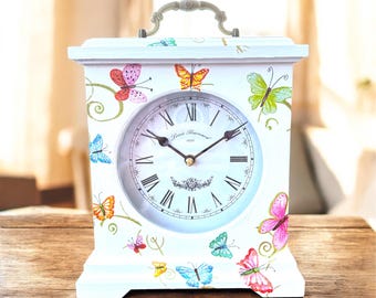 Reloj de repisa, reloj de repisa, relojes para repisa, reloj de mariposa, decoración de mariposas, regalos de mariposas, regalo del día de la madre, regalo para mamá
