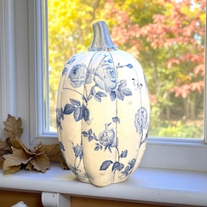 Chinoiserie Pumpkin, Ceramic Pumpkin, Fall Decor, Blue & White, Pumpkin Ornament, Autumnal Decor, Halloween Decorations,  Unique Pumpkins
