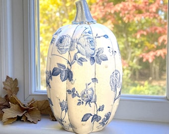 Chinoiseries Citrouille, Citrouille en céramique, Décoration d'automne, Bleu et blanc, Ornement de citrouille, Décoration automnale, Décorations d'Halloween, Citrouilles uniques
