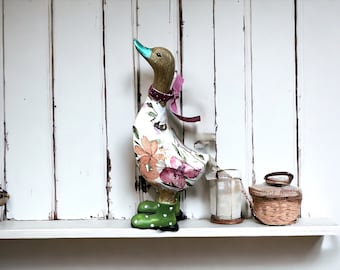 Duck Ornament, Bamboo Duck, Wooden Ducks, Floral Gifts, Gift for Mum, New Home Gift, Unique Wedding Present, Vintage Ducks, Duck Figurines