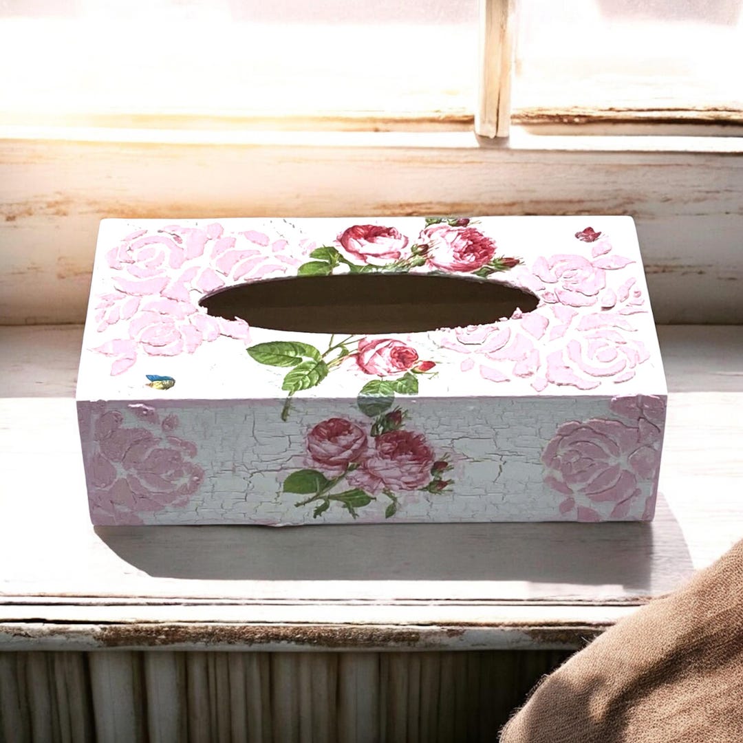 Pretty Tissue Box Vintage Tissue Box, Floral Tissue Box, Floral Tissue Box Holder, Pretty ...