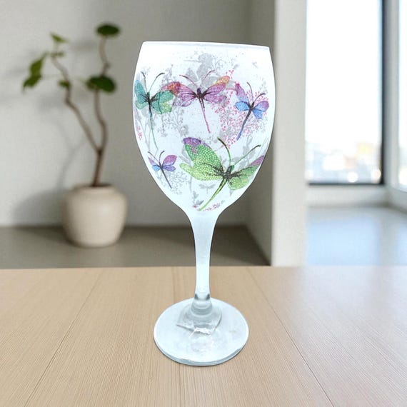 Weinglas, Libellenweinglas, Weingläser, Einzigartiges Weinglas, Libellengeschenke, Libellendekor, Geschenk für Mama, Einzigartige Gläser, Kelche