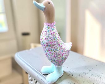 Duck Ornament ,Ducks in Wellies, Floral Garden Decor, Quirky Home Decor