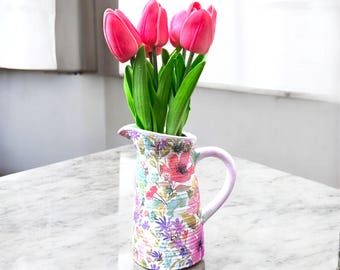 Jarrones florales, jarrones con forma de jarra, jarrones con tulipanes, bonitos porta flores