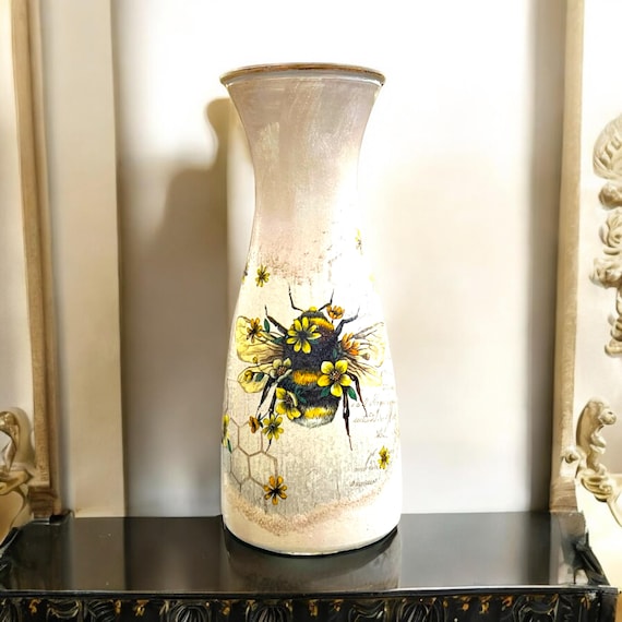Große Vase, Glasvase, Bienenvase, Honigbienen-Dekor, Bienengeschenke, Vase für Blumen, einzigartige Vasen, Geschenk für Mama, Blumenvase, Honigbienenvasen, Geschenke