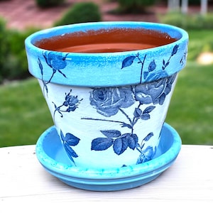 Terracotta Plant Pot, Chinoiserie Planter, Chinoiserie Plant Pot, Blue and White Plant Pot, Flower Pots, Blue and White Gifts, Gift for Mum