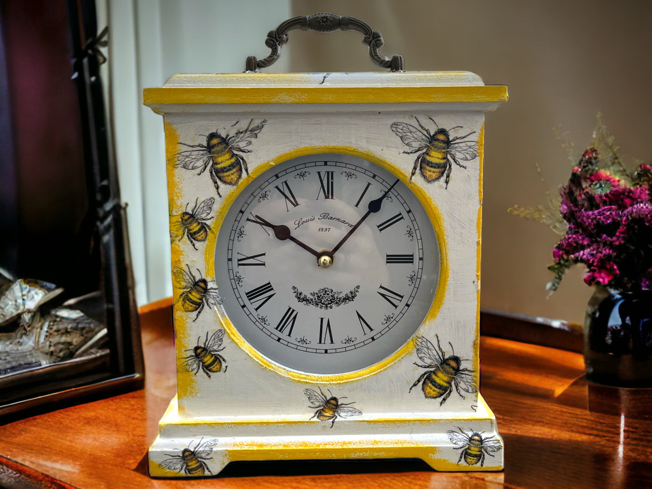Mantle Clock, Bee Clocks, Bee Mantle Clock, Carriage Clock, Vintage