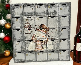 Wooden Reusable Snowman Advent Calendar | Christmas Countdown Decor | Holiday Keepsake