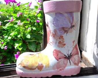 Butterfly Planter, Welly Planter, Plant Pot, Butterfly Gifts, Butterfly Decor, Butterfly Garden Decor, Butterfly Flower Pot, Gift for Mum