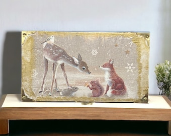 Enchanting Woodland Animals Trinket Box - Handcrafted Jewelry Holder, Forest Creature Decor, Rustic Home Organiser