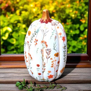 Floral Ceramic Pumpkin,  Autumn Decor,  Vintage Floral Pumpkin, Fall Home Decor